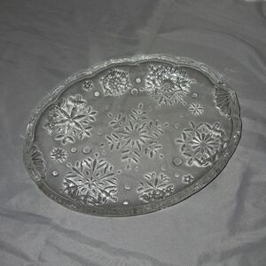 Vintage Mikasa Crystal Snowflake Sweet Dish Candy Plate 9" Oval